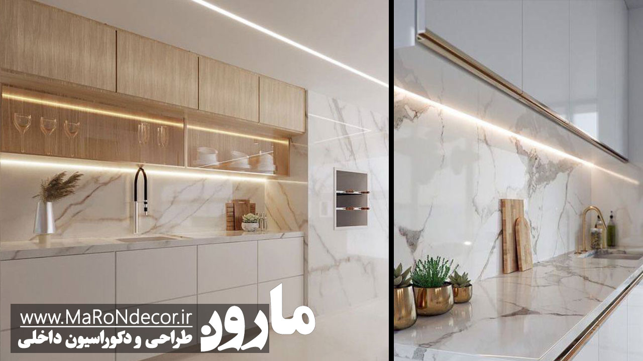 نورپردازی خطی کابینت آشپزخانه